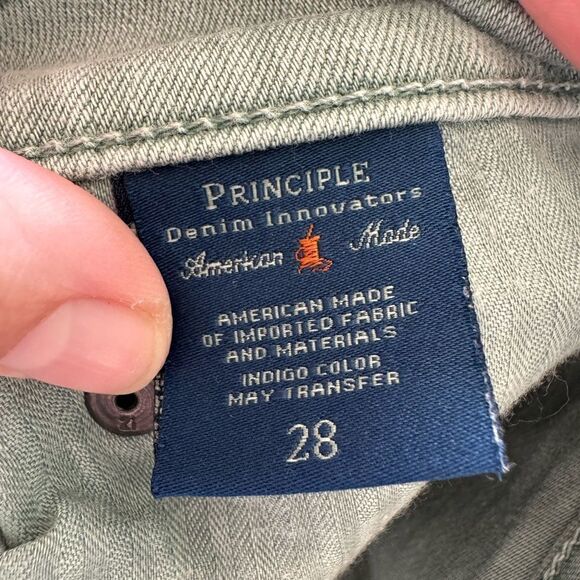 Principle Denim Innovators Optimist Teal Frayed  Straight Cropped Jeans Size 28 - Picture 4 of 8